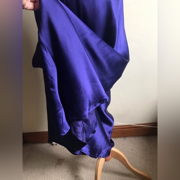 Monsoon Vintage Y2K Royal Blue Silk Bias Cut Cowl Occasion Prom Evening Dress 8 - Picture 6 of 16